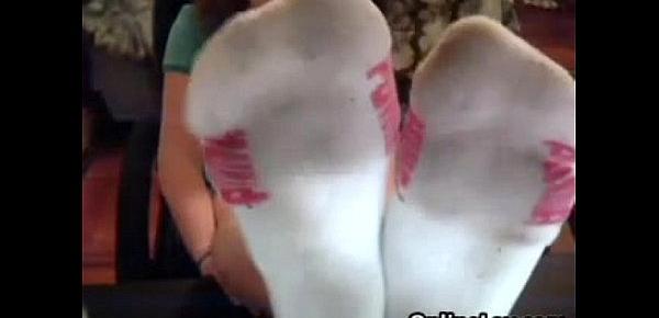  Cutie Showing Off Her Dirty Socks